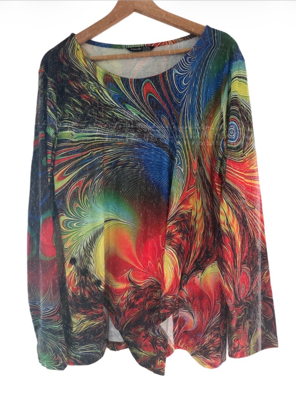 Multicolor Abstract Print Long  blouse Top